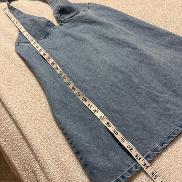 Free People Trevi Denim Halter Mini Dress in Celestial Light Blue Jean - Picture 8 of 16